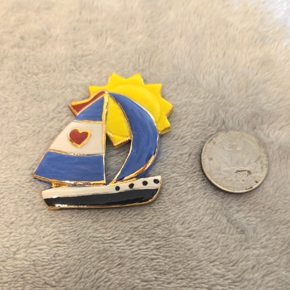 #221 Colorful Sailboat Enamel Pin - Picture 2 of 3